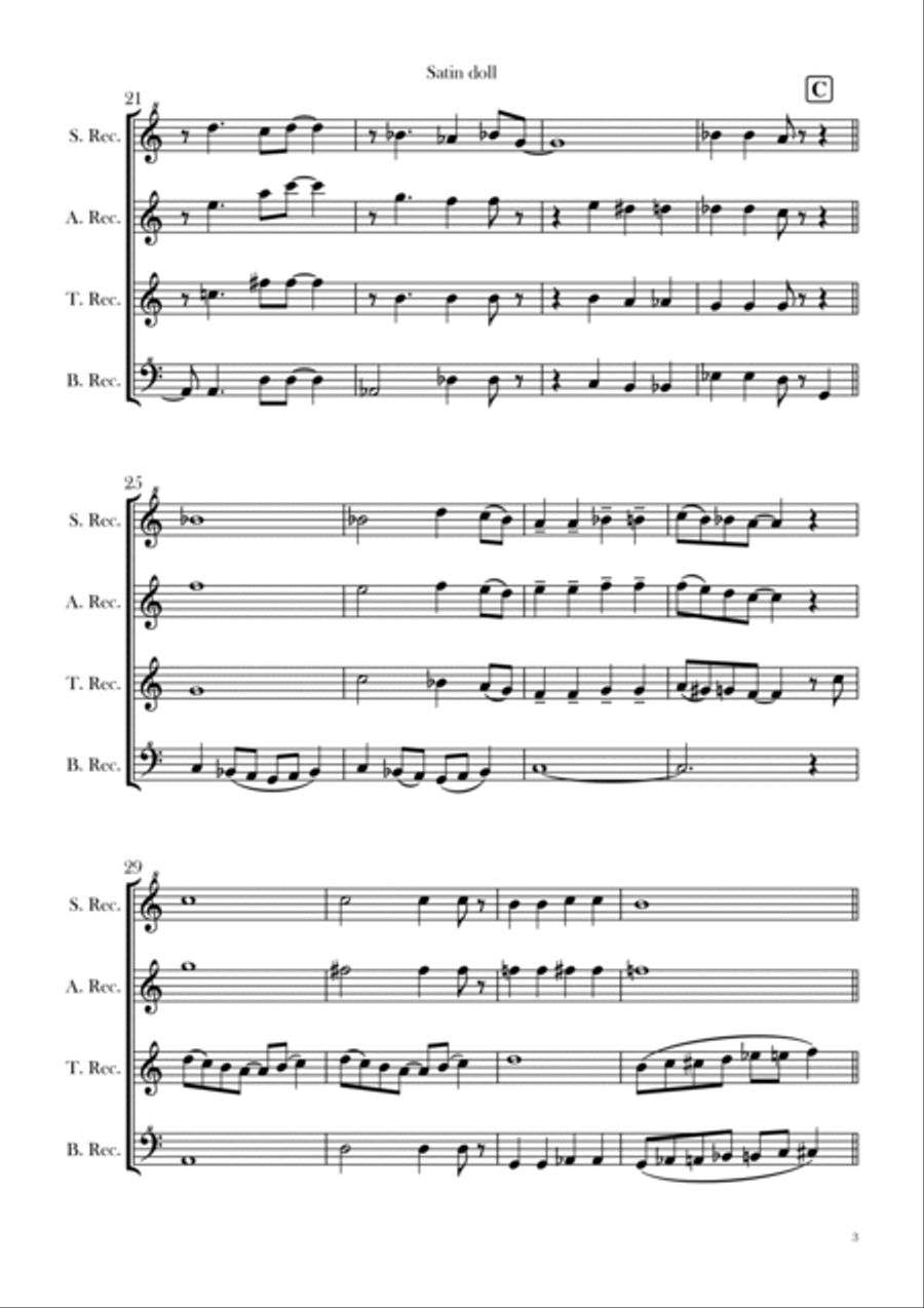 Satin Doll Soprano Recorder scores gallery preview page 3