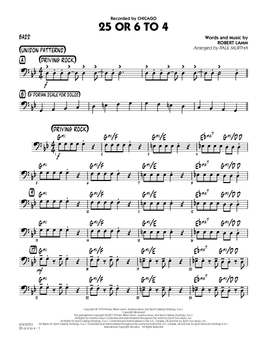 25 Or 6 To 4 - Bass Jazz Ensemble scores gallery preview page 1