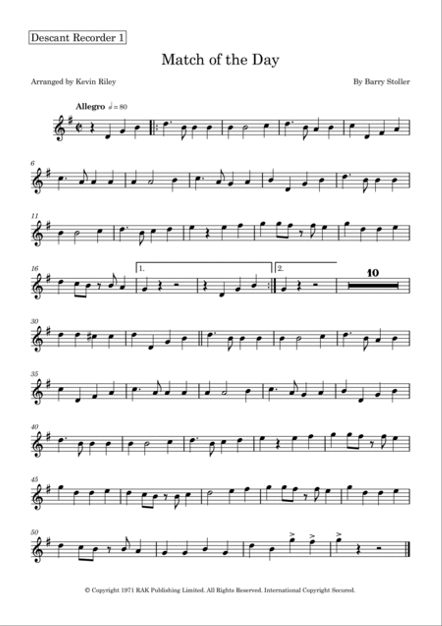 Match Of The Day Soprano Recorder scores gallery preview page 4