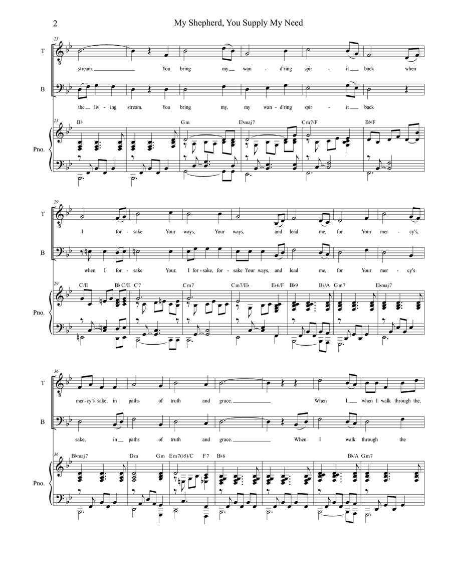 My Shepherd, You Supply My Need (Duet for Tenor and Bass Solo) Tenor Voice scores gallery preview page 2