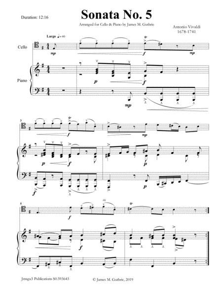 Vivaldi: Sonata No. 5 for Cello & Piano image number null