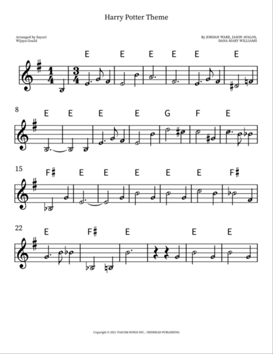 Harry Potter Theme Easy Piano scores gallery preview page 3