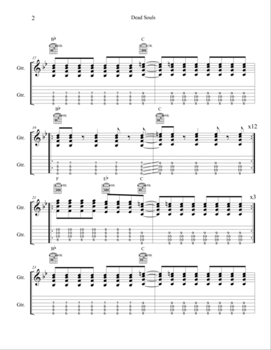 Dead Souls Guitar Tablature scores gallery preview page 2