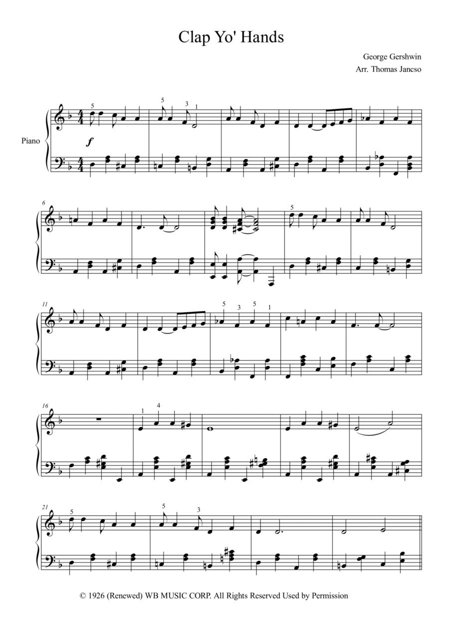 Clap Yo' Hands Piano Solo scores gallery preview page 1