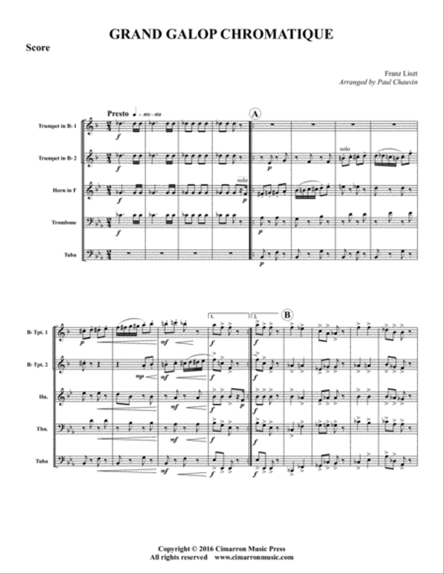 Grand Galop Chromatique Grand Galop Chromatique Brass Quintet scores gallery preview page 2