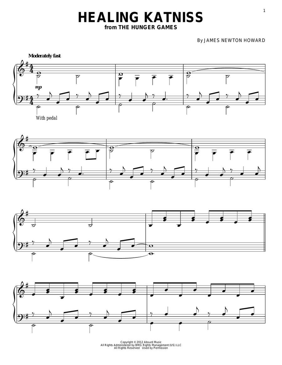 Healing Katniss (from The Hunger Games) Piano Solo scores gallery preview page 1