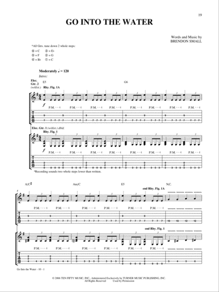 Go Into the Water Guitar Tablature scores gallery preview page 1