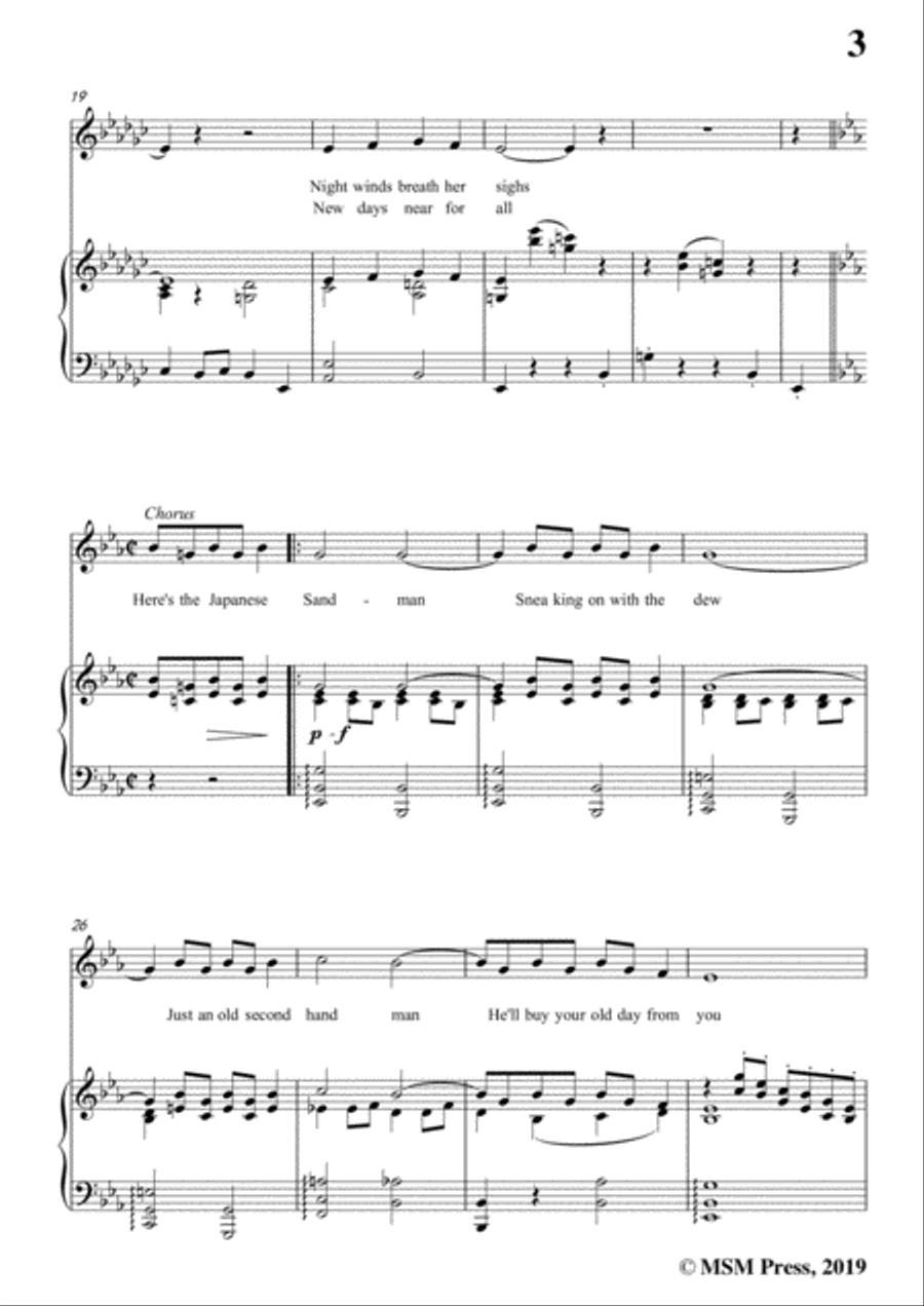 Richard Whiting-Japanese Sandman,in e flat minor,for Voice and Piano Voice Solo scores gallery preview page 5