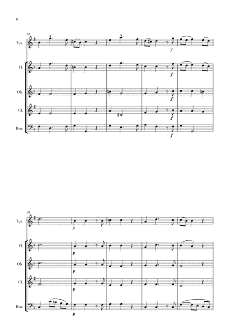 Haendel - Lascia ch’io pianga (for Trumpet and Woodwind Quartet) Woodwind Quartet scores gallery preview page 6