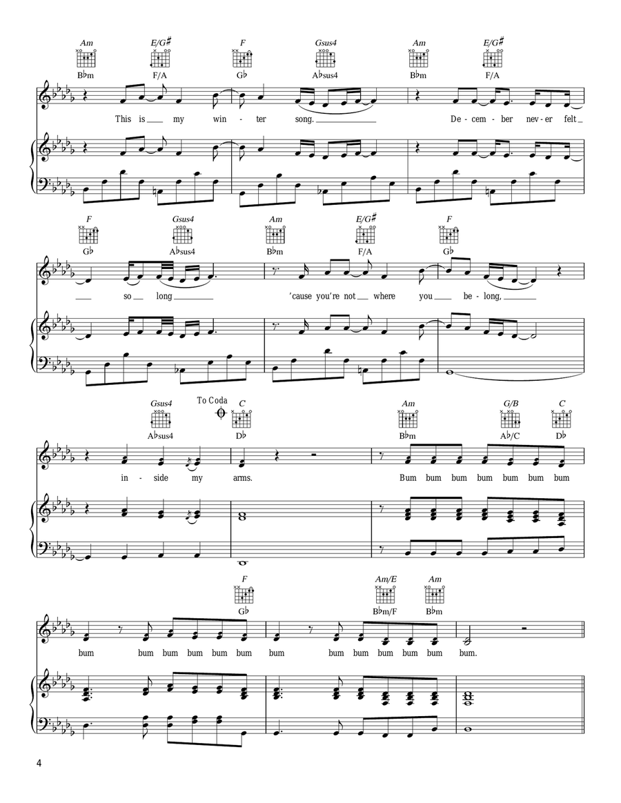 Winter Song Piano, Vocal, Guitar scores gallery preview page 4