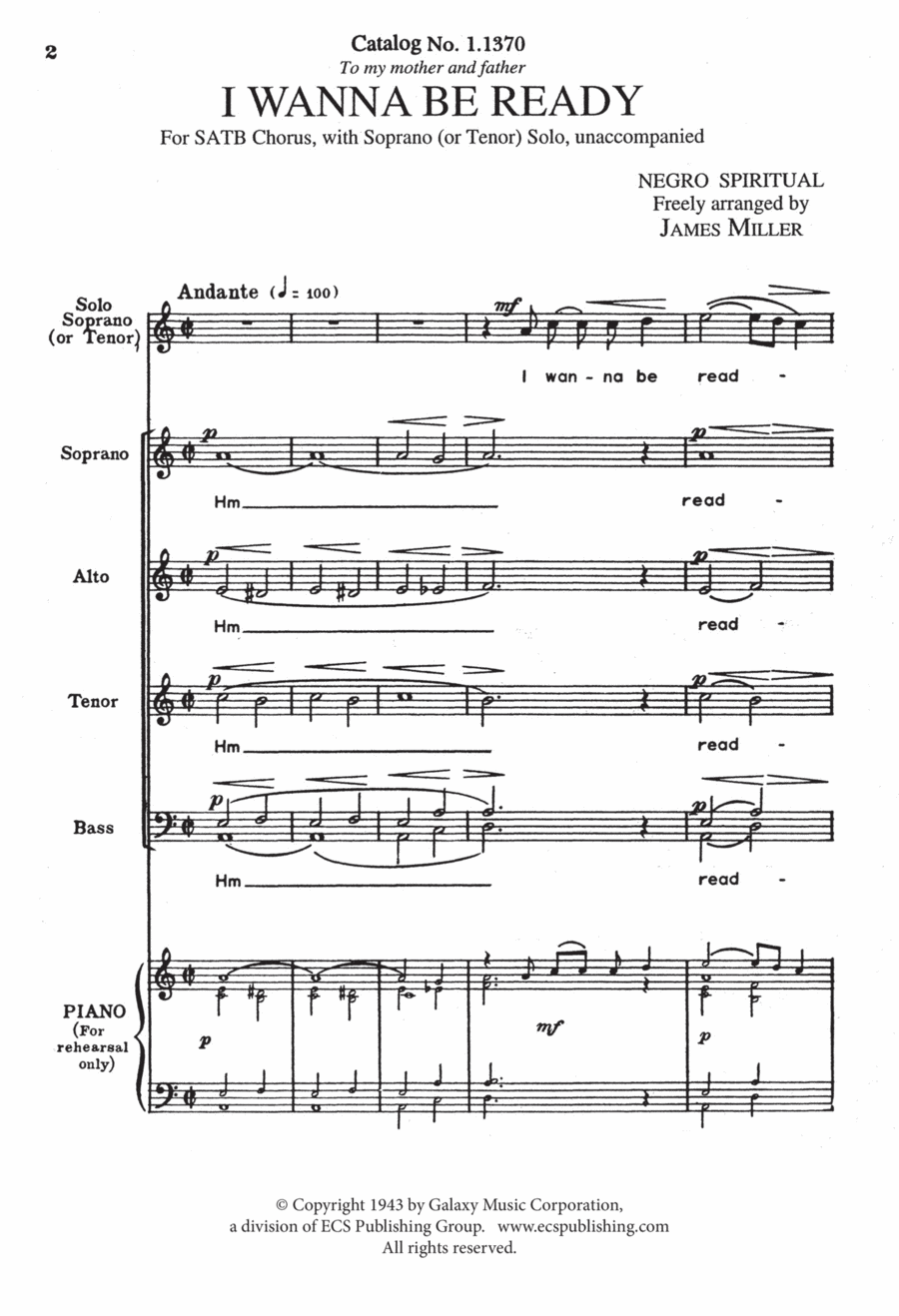 I Wanna be Ready 4-Part scores gallery preview page 1