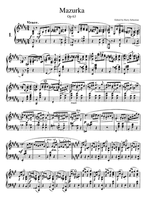 Book cover for Chopin- Mazurkas, Op. 63 No 1 to No 3