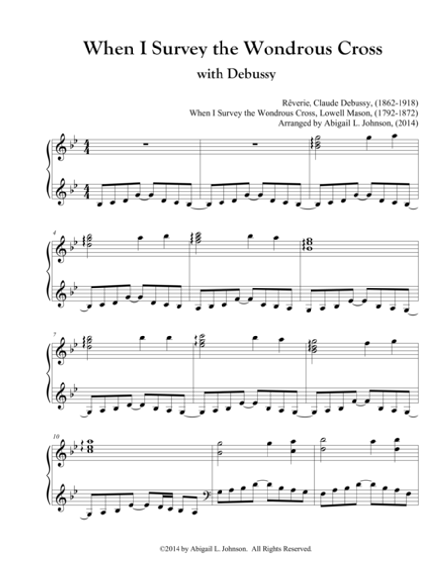 When I Survey the Wondrous Cross with Debussy Piano Solo scores gallery preview page 1