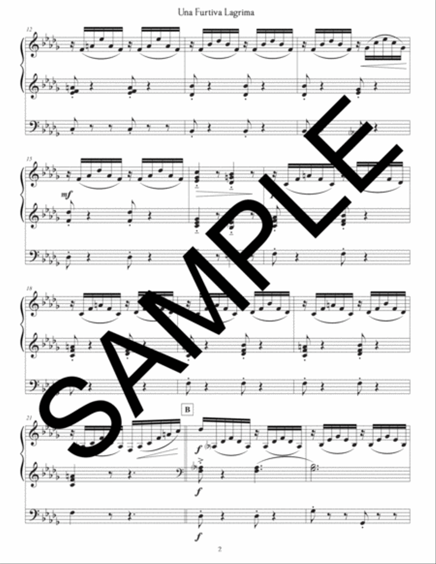 Una Furtiva Lagrima for Brass Quintet and Organ Small Ensemble scores gallery preview page 5