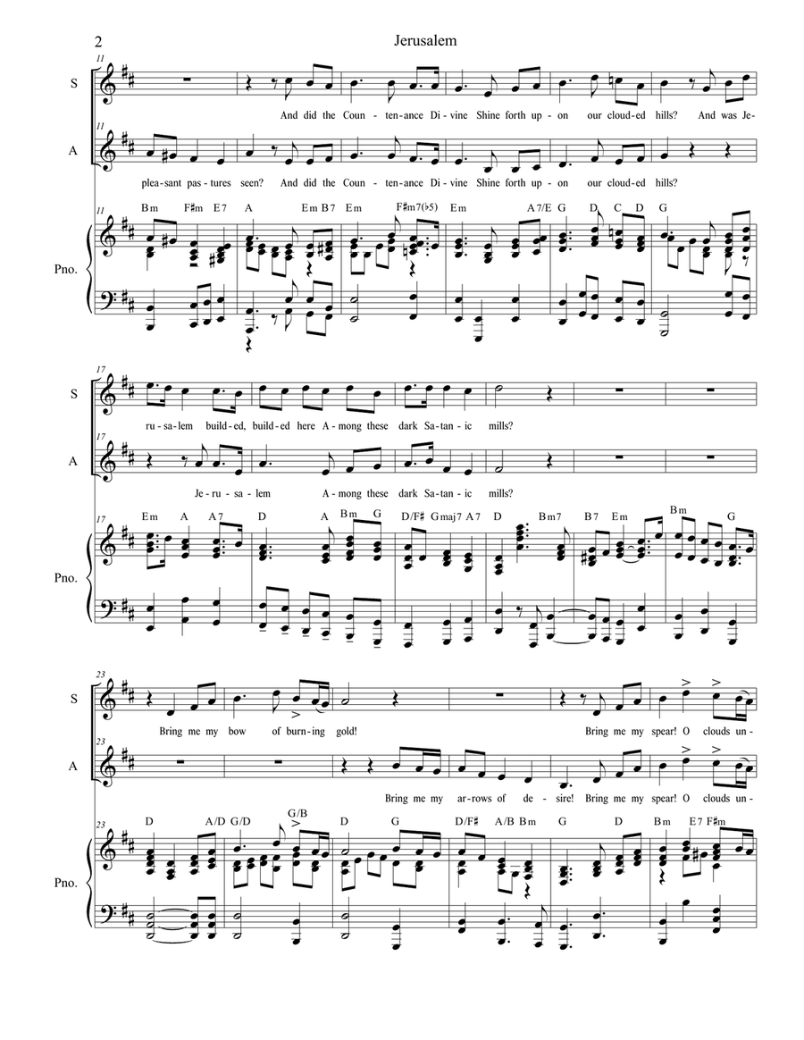 Jerusalem (2-part choir - (SA) SA scores gallery preview page 2