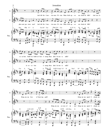 Jerusalem (2-part choir - (SA) image number null