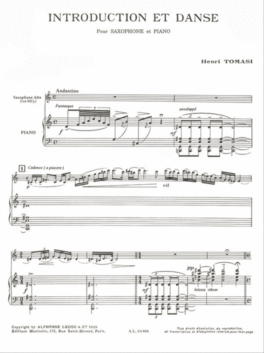 Introduction Et Danse For Alto Saxophone And Piano Alto Saxophone scores gallery preview page 2