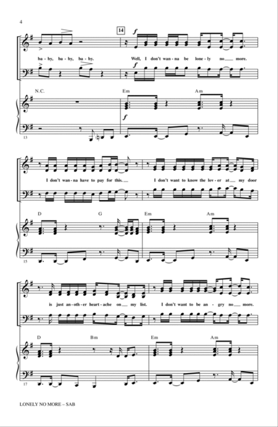 Lonely No More 3-Part scores gallery preview page 3