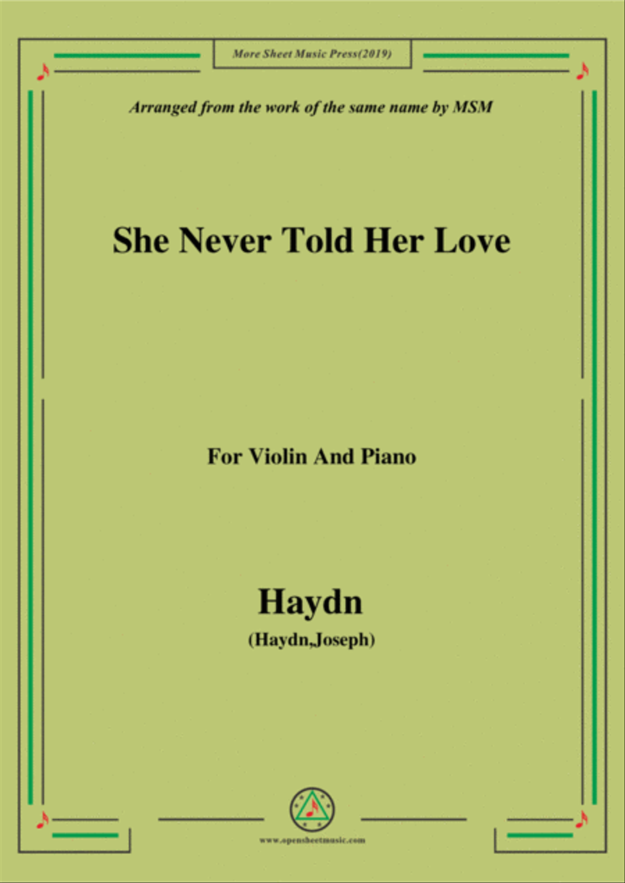 Haydn-She Never Told Her Love, for Violin and Piano Violin Solo scores gallery preview page 1