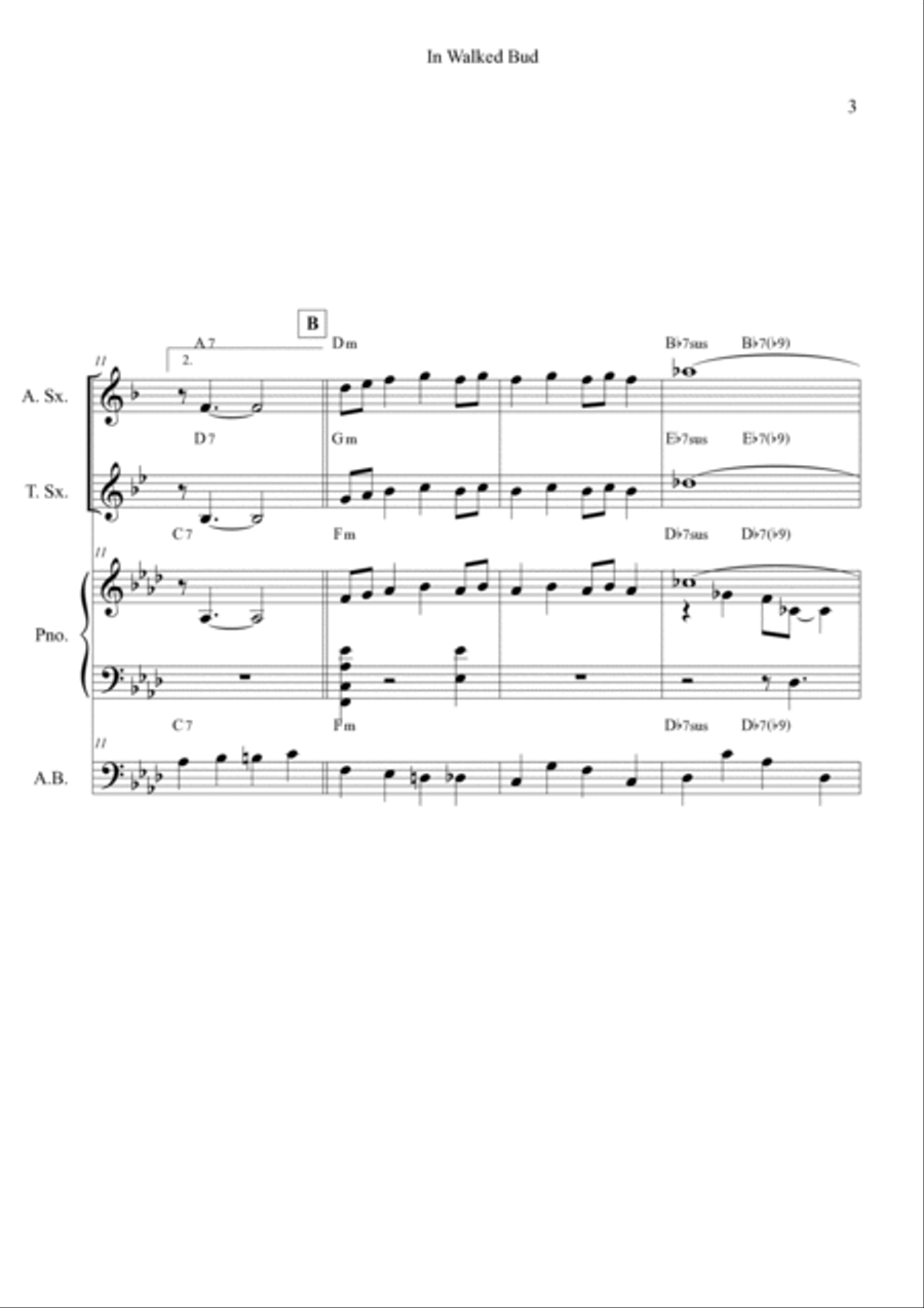 In Walked Bud Jazz Ensemble scores gallery preview page 3