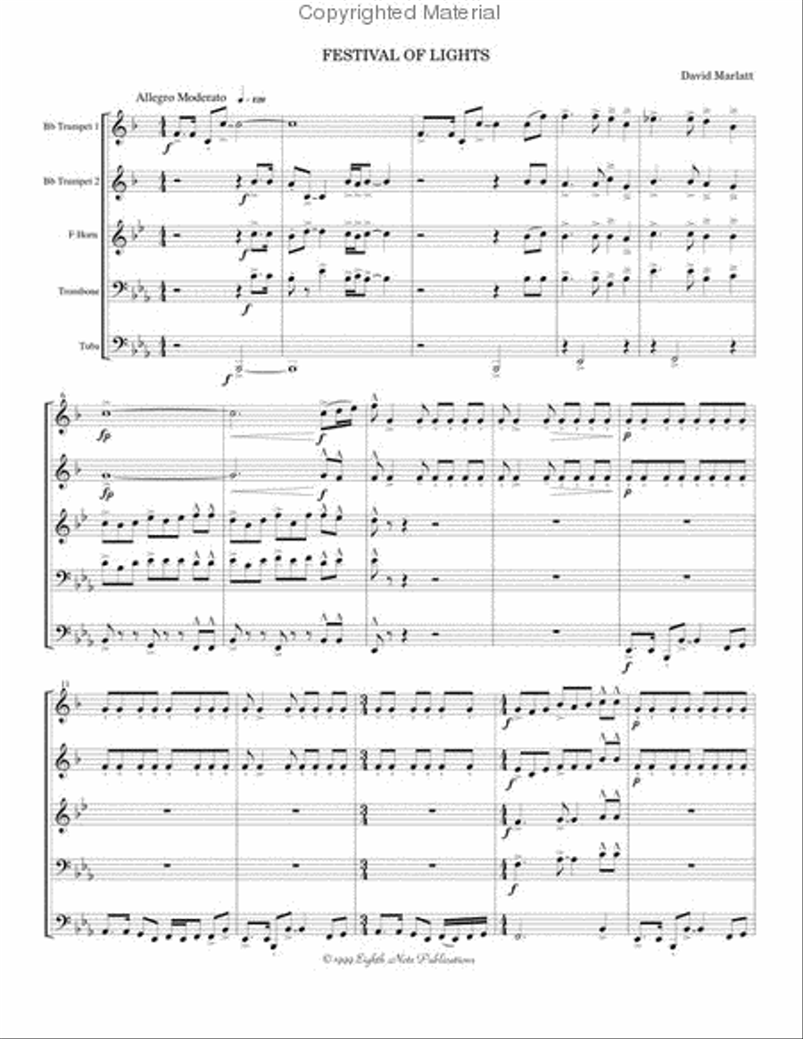 Festival of Lights Festival of Lights Brass Quintet scores gallery preview page 2