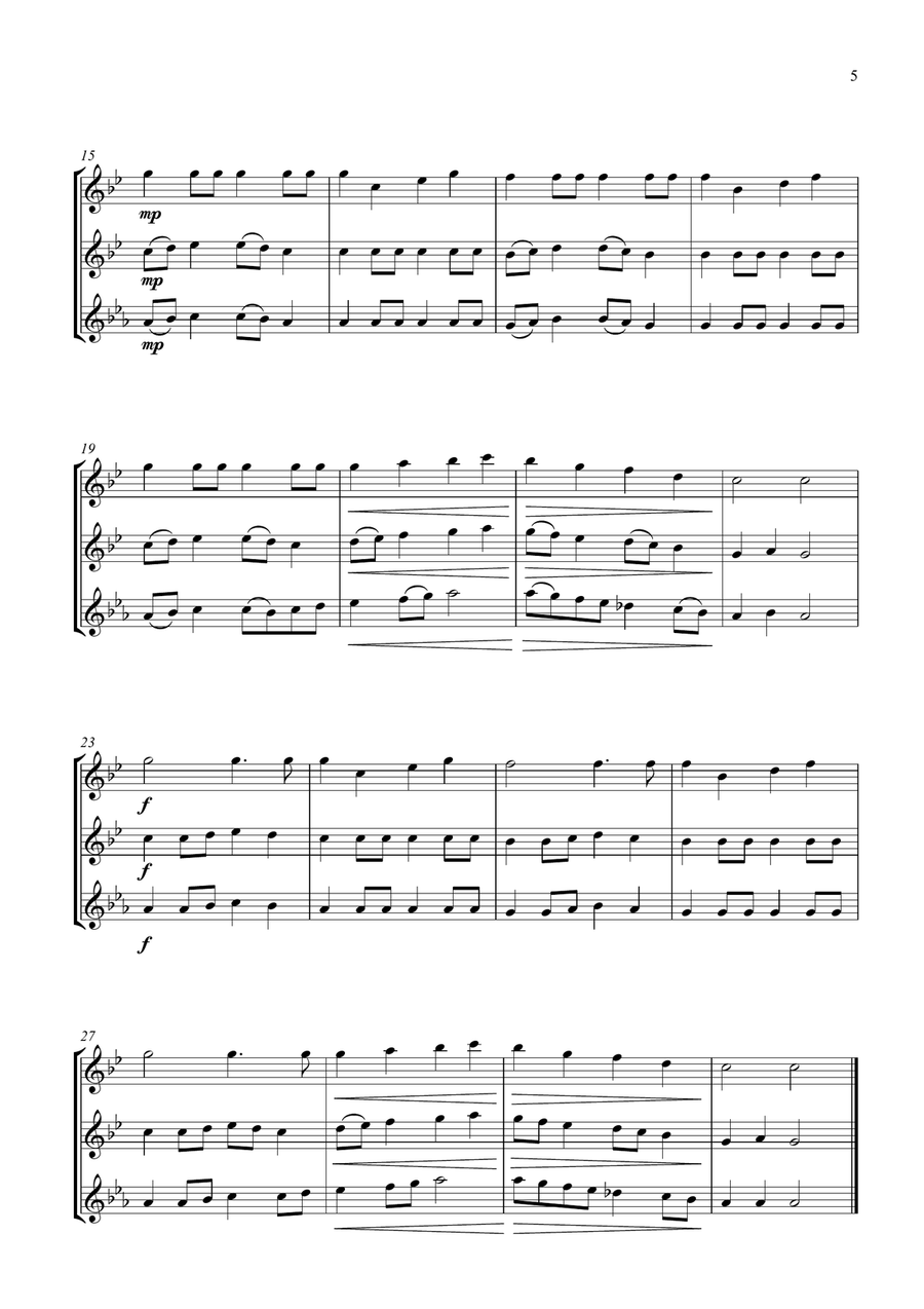 14 Fun Trios For Alto, Alto and Tenor Saxophone. Woodwind Trio scores gallery preview page 5