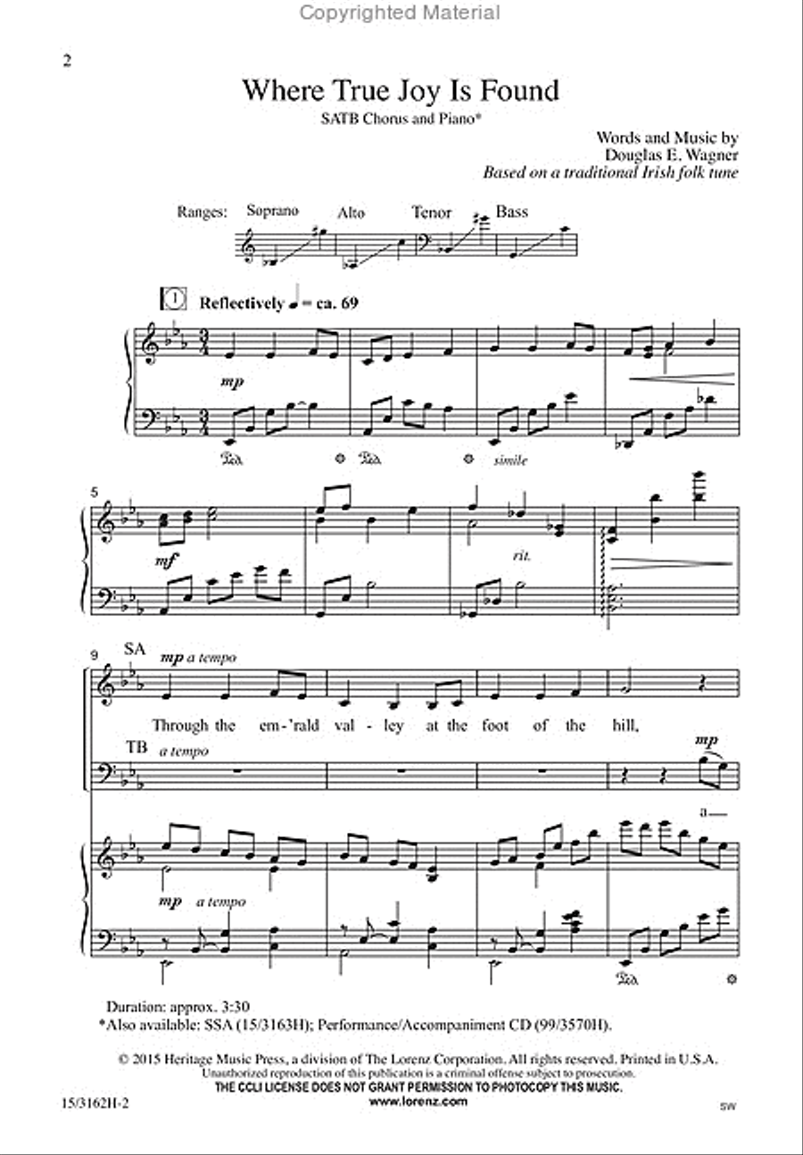 Where True Joy Is Found 4-Part scores gallery preview page 2