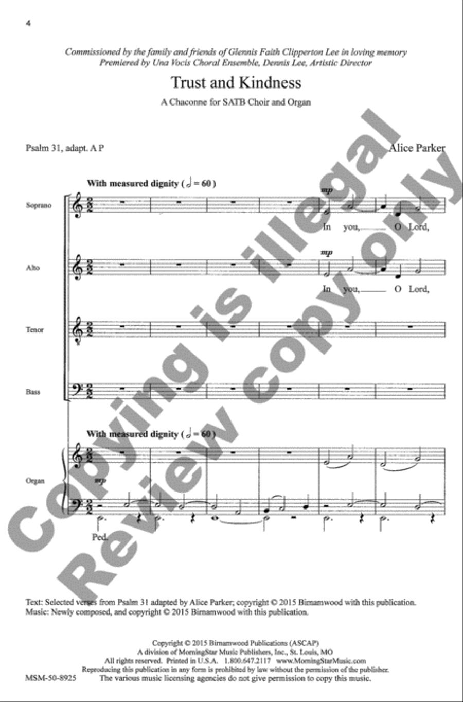 Trust and Kindness 4-Part scores gallery preview page 3