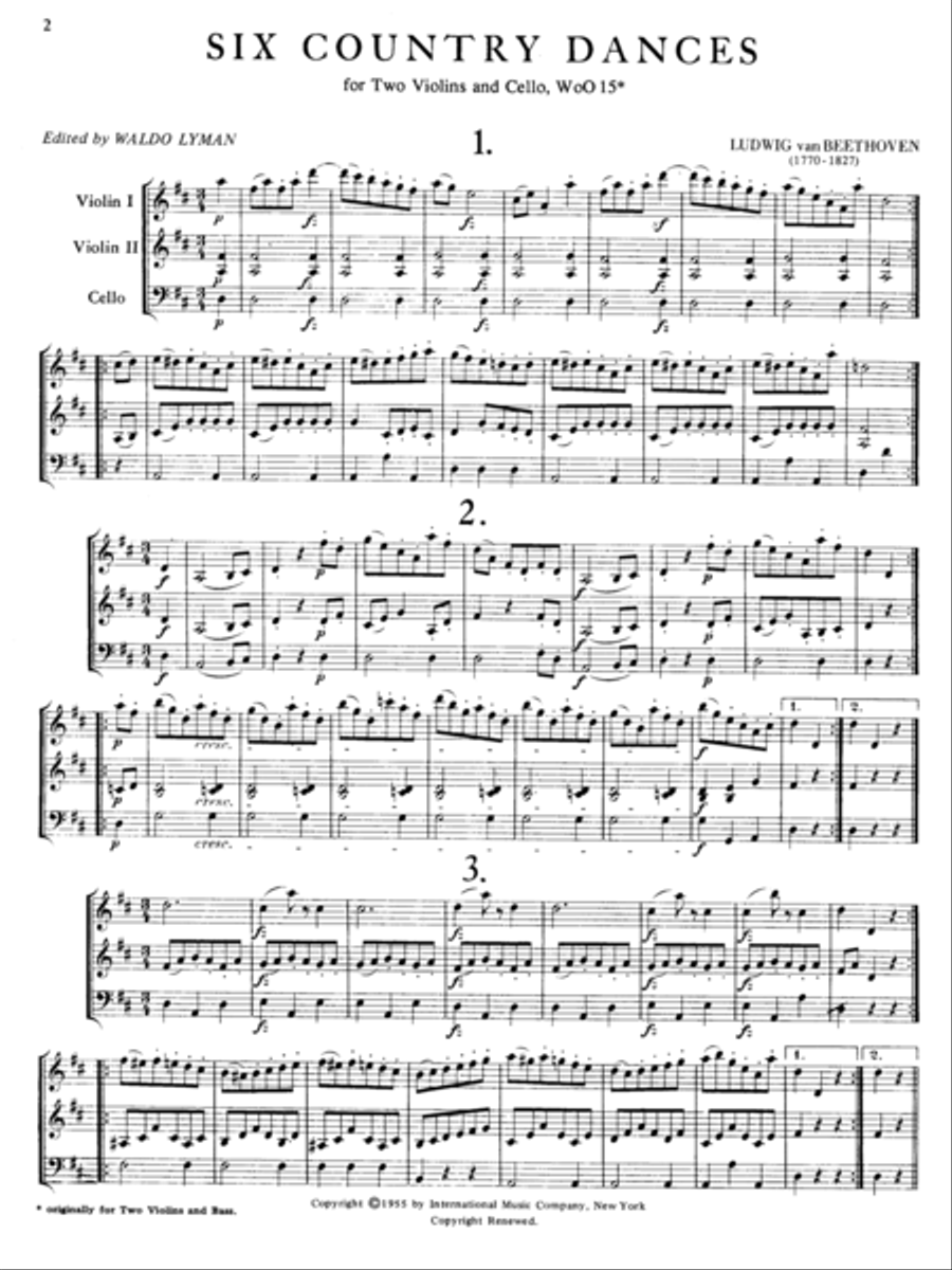 Six Country Dances Cello scores gallery preview page 2