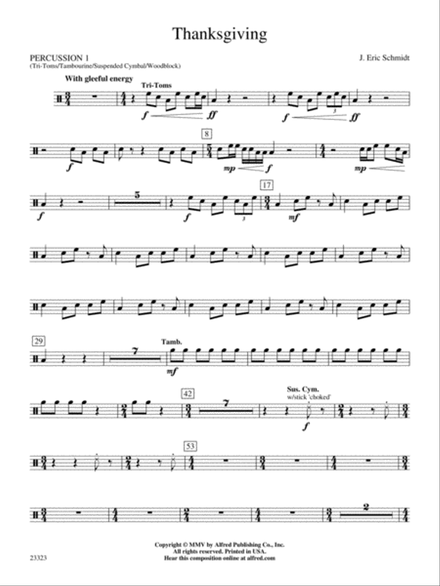 Thanksgiving: 1st Percussion Concert Band scores gallery preview page 1