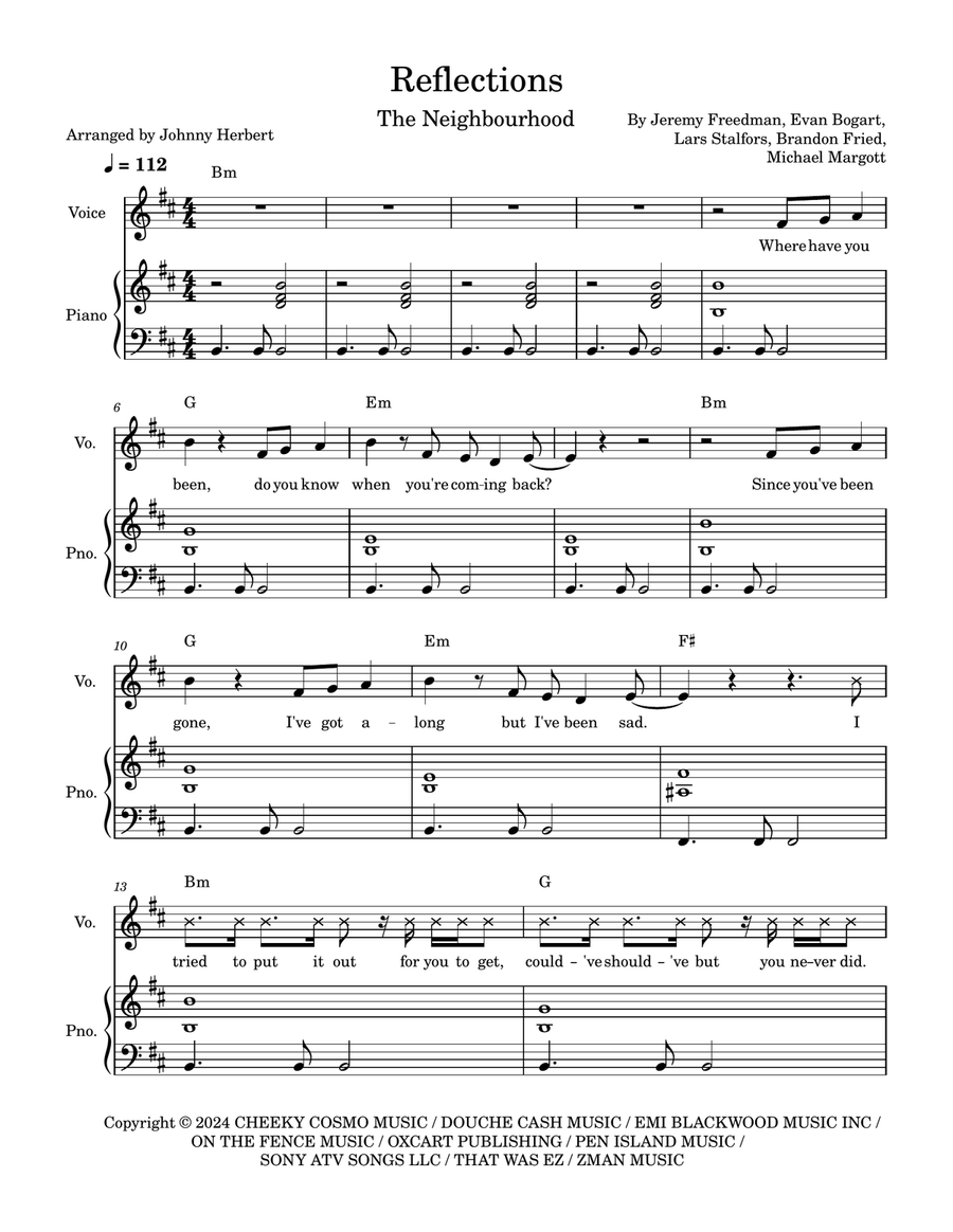 Reflections Piano, Vocal, Guitar scores gallery preview page 1