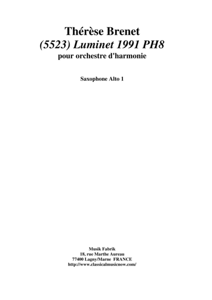 Thérèse Brenet: (5523) Luminet 1991 PH8 for concert band, alto saxophone 1 part