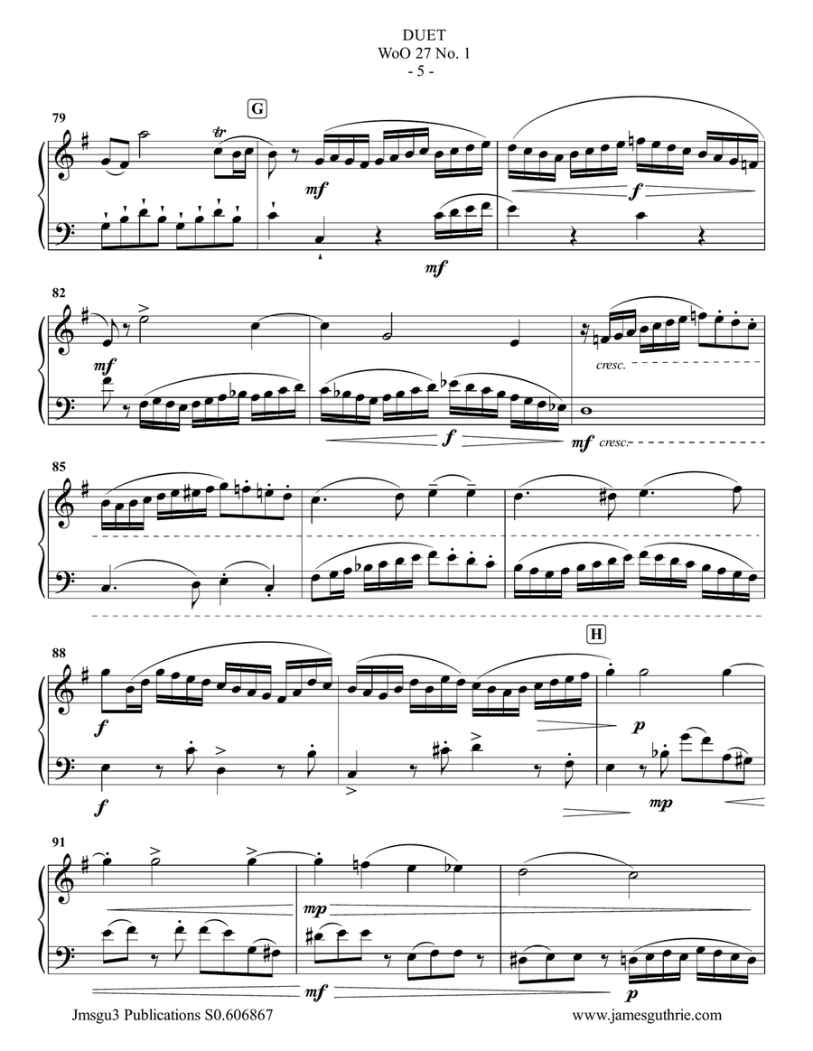 Beethoven: Duet WoO 27 No. 1 for French Horn & Cello Horn scores gallery preview page 5
