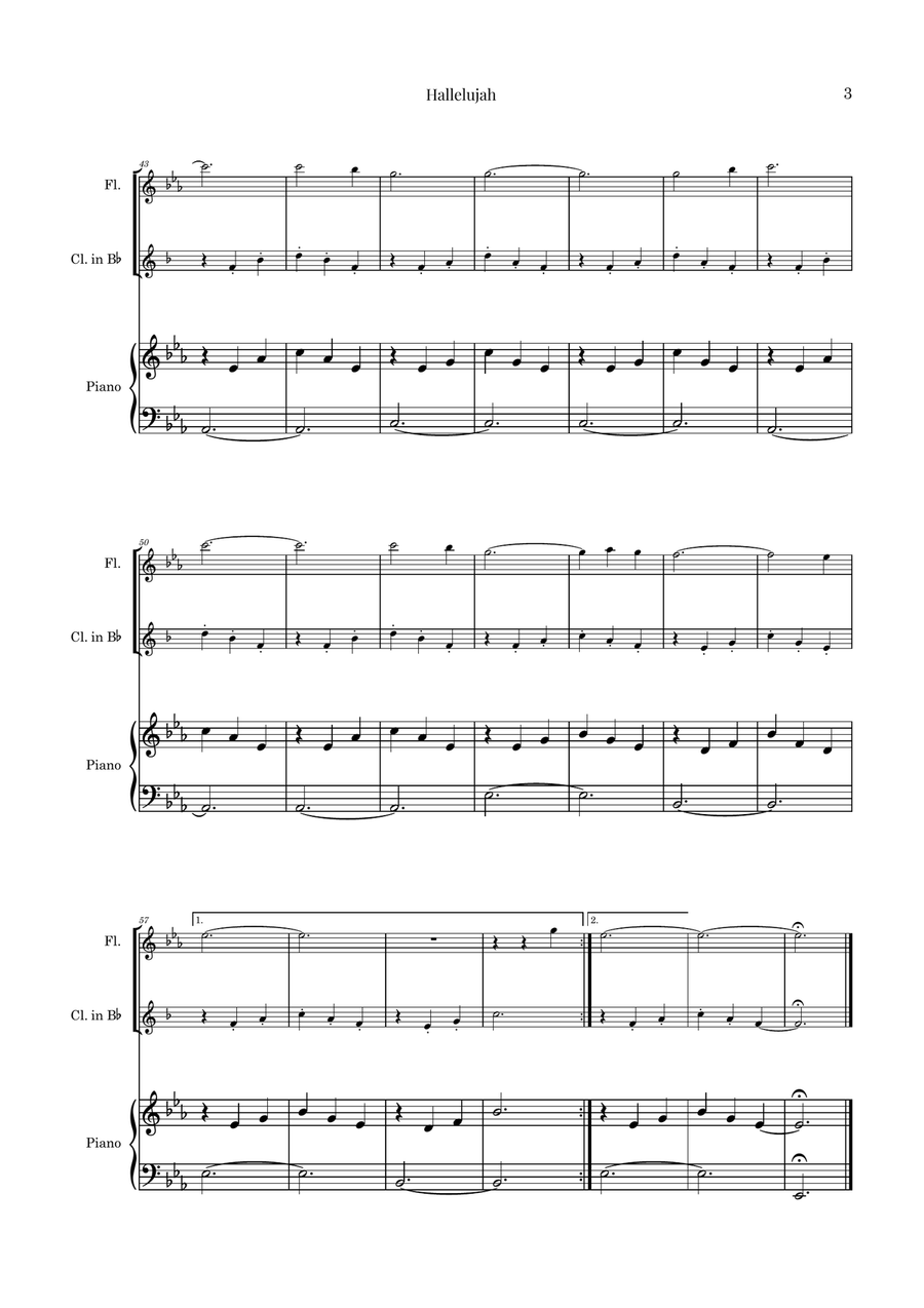 Hallelujah Woodwind Duet scores gallery preview page 3