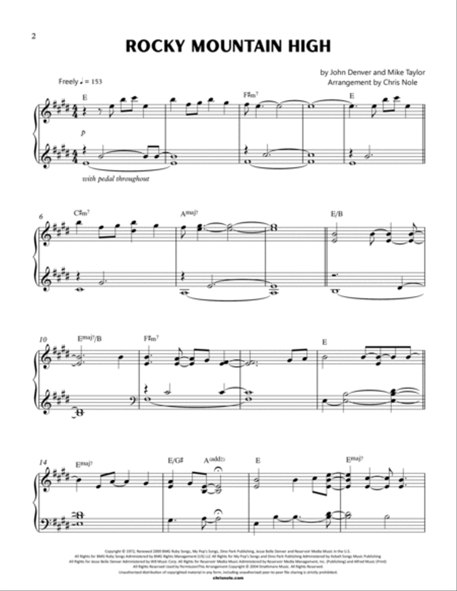 Rocky Mountain High Piano Solo scores gallery preview page 2