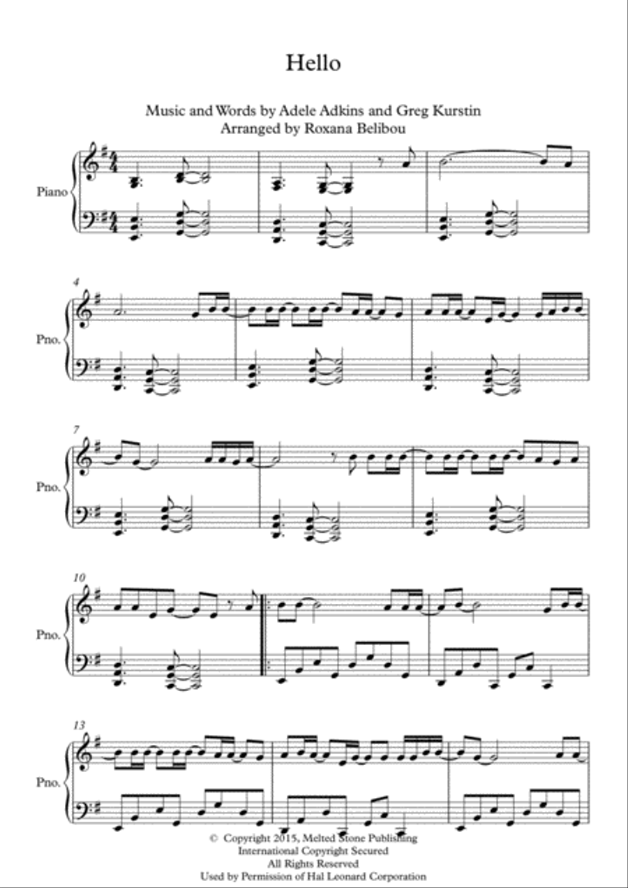Hello Piano Solo scores gallery preview page 1