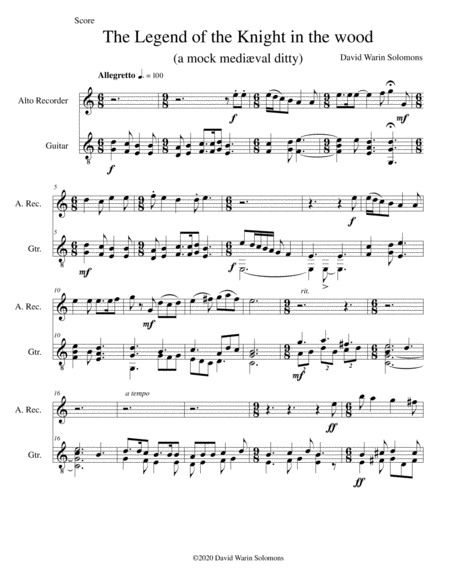 The legend of the knight in the wood for alto recorder and guitar image number null
