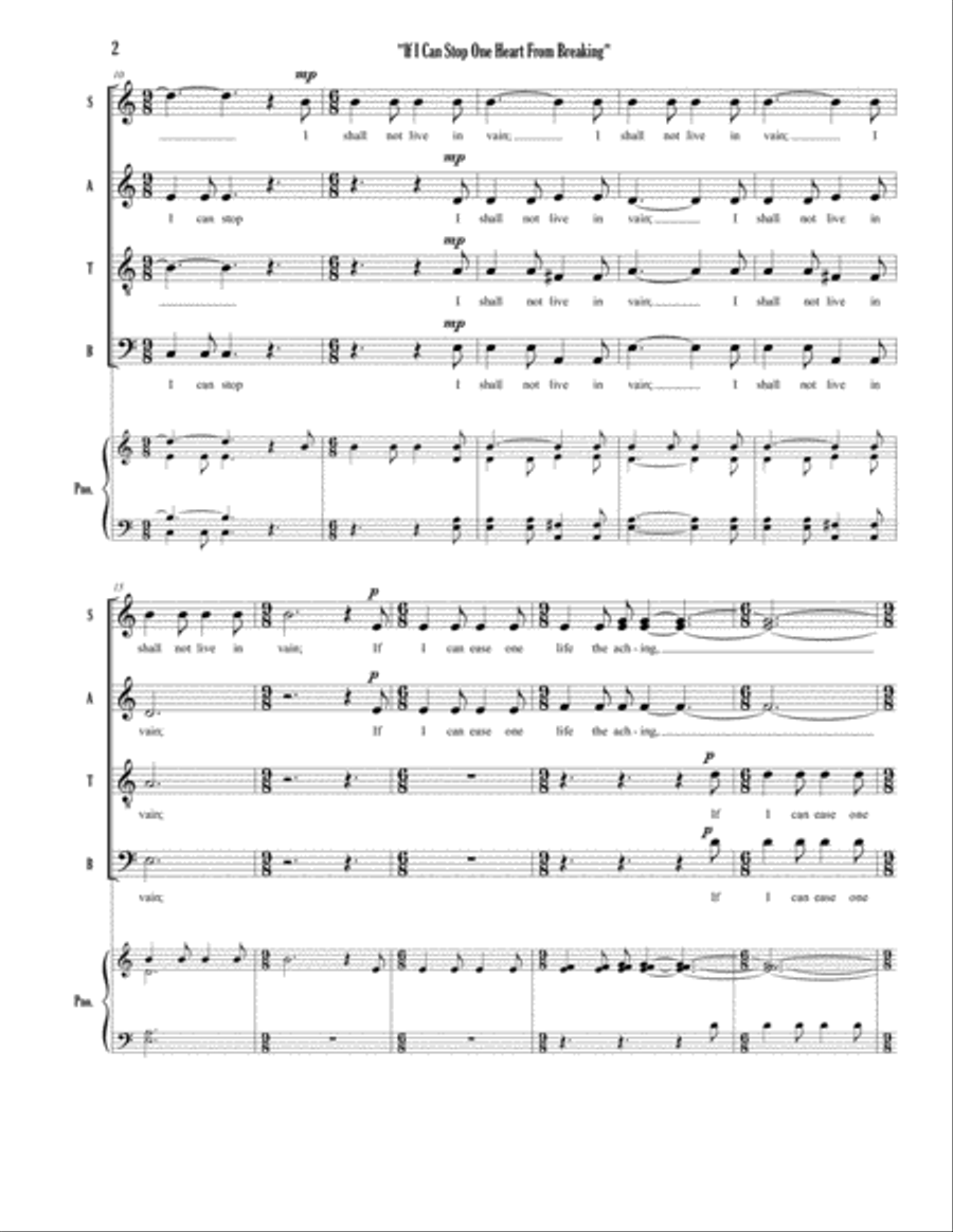 If I Can Stop One Heart From Breaking - SATB A Capella 4-Part scores gallery preview page 4