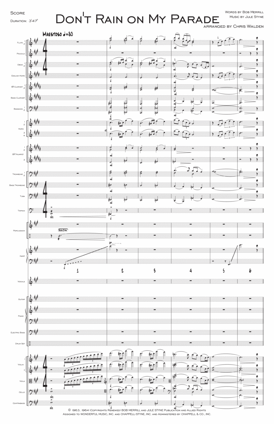 Don't Rain On My Parade Full Orchestra scores gallery preview page 1