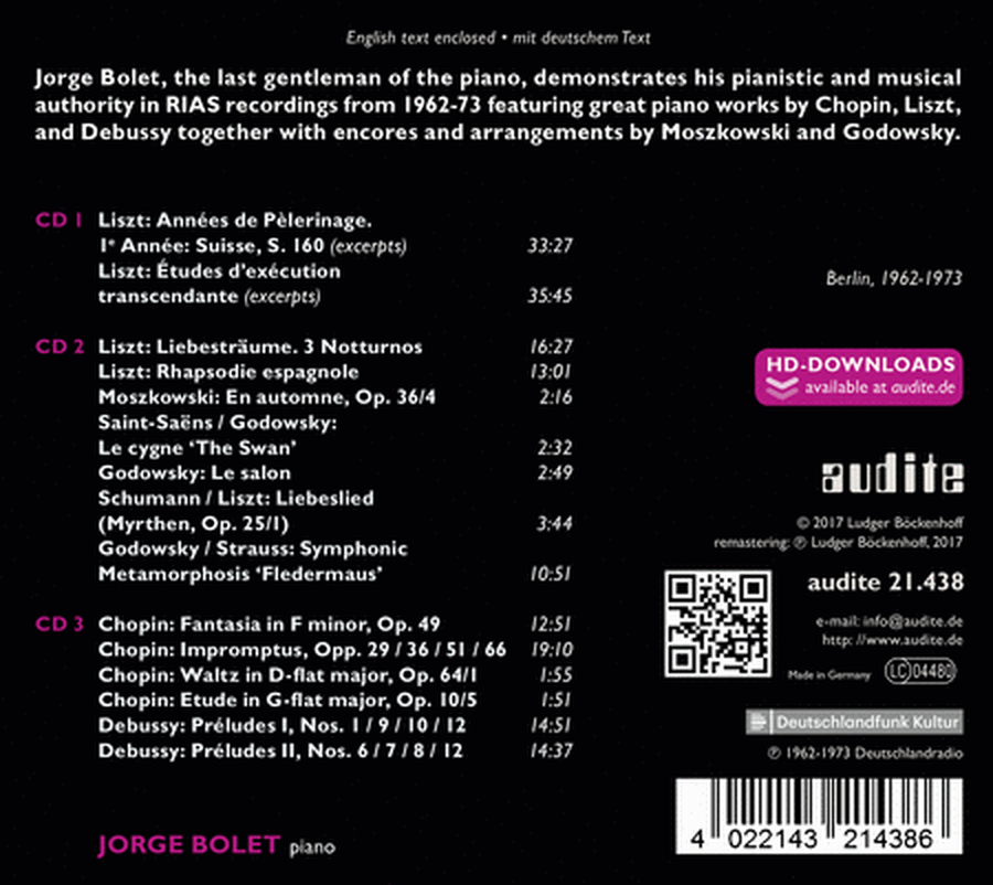 Jorge Bolet: The RIAS Recordings, Vol. 1