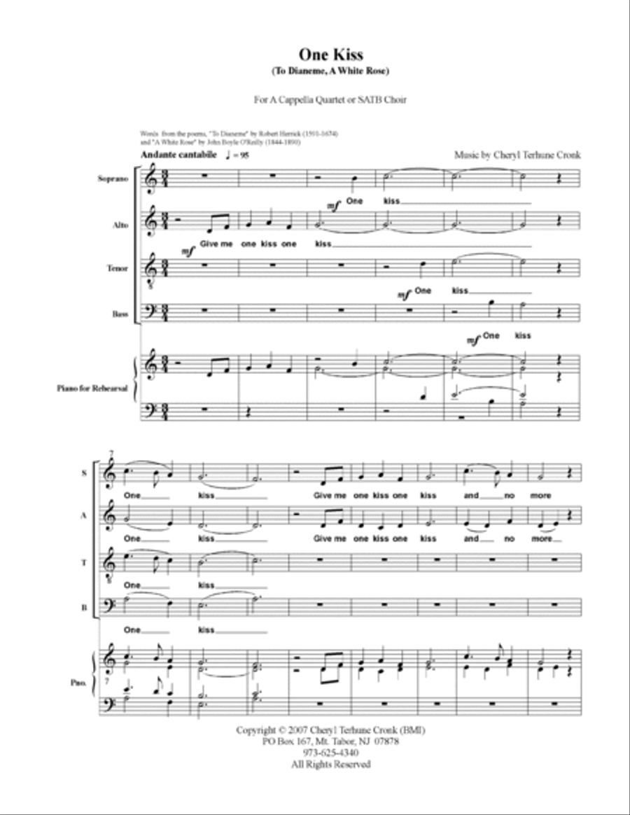 One Kiss 4-Part scores gallery preview page 3