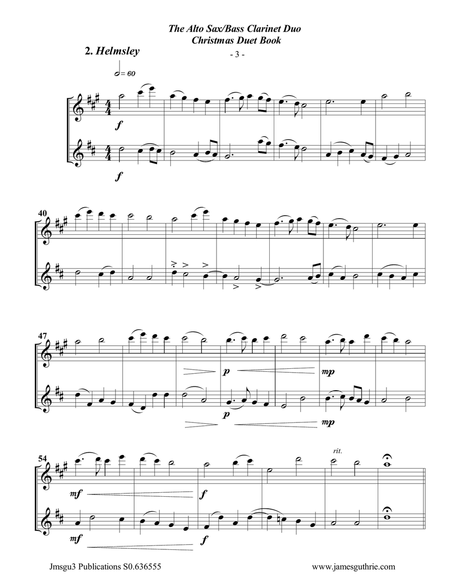 The Alto Sax & Bass Clarinet Christmas Duet Book Woodwind Duet scores gallery preview page 4