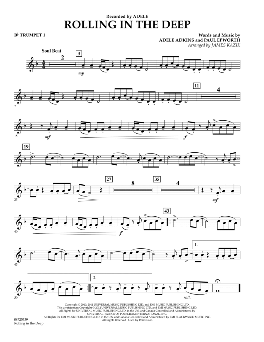 Rolling In The Deep - Bb Trumpet 1 Concert Band scores gallery preview page 1