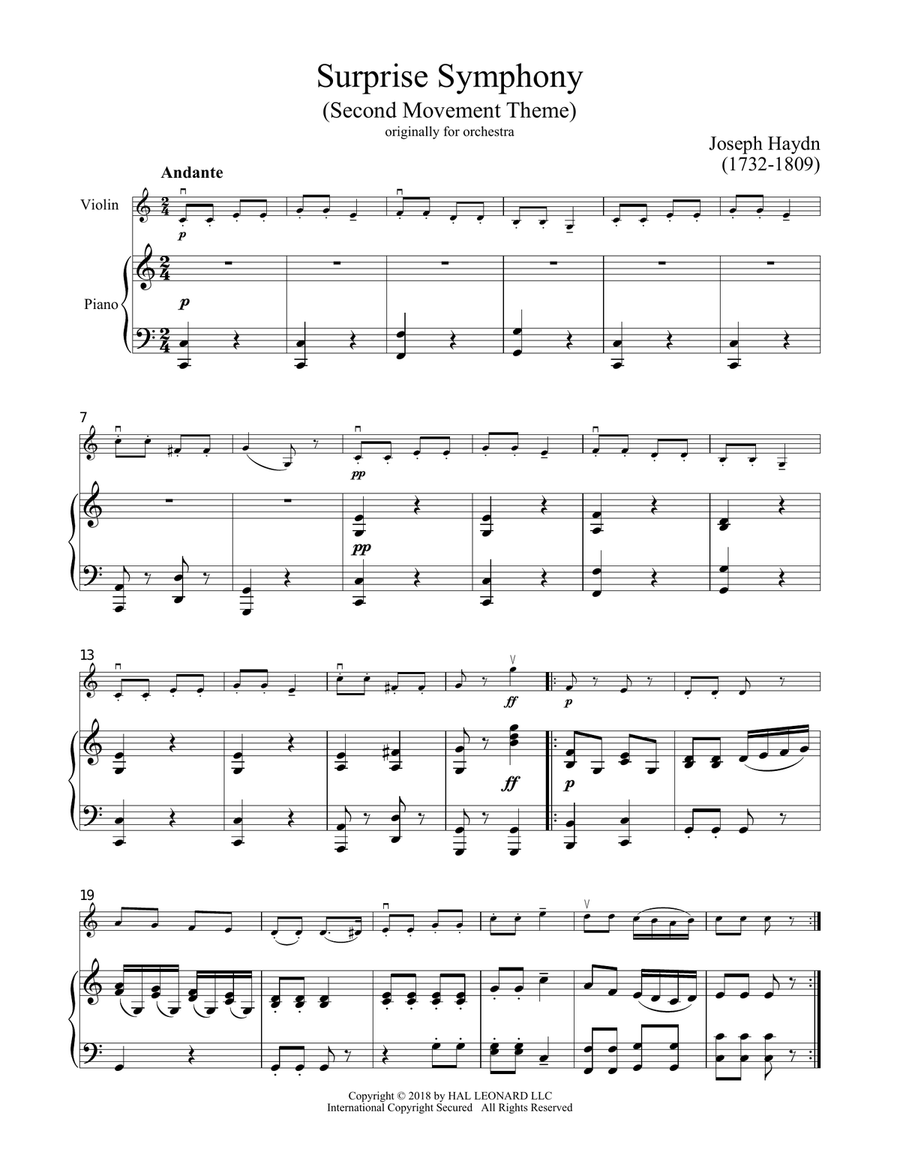 The Surprise Symphony The Surprise Symphony Violin Solo scores gallery preview page 1