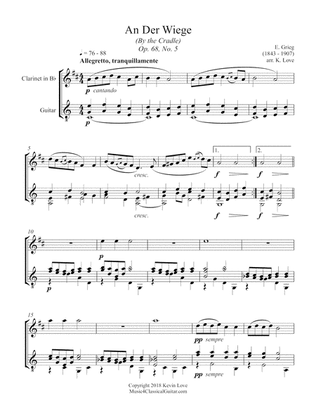 An der Wiege (By the Cradle), Op. 68 No. 5 (Clarinet and Guitar) - Score and Parts