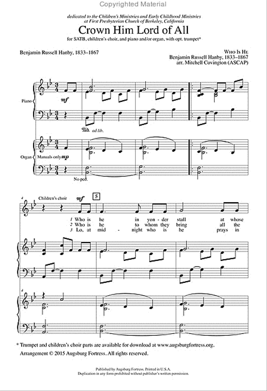 Crown Him Lord of All 4-Part scores gallery preview page 4