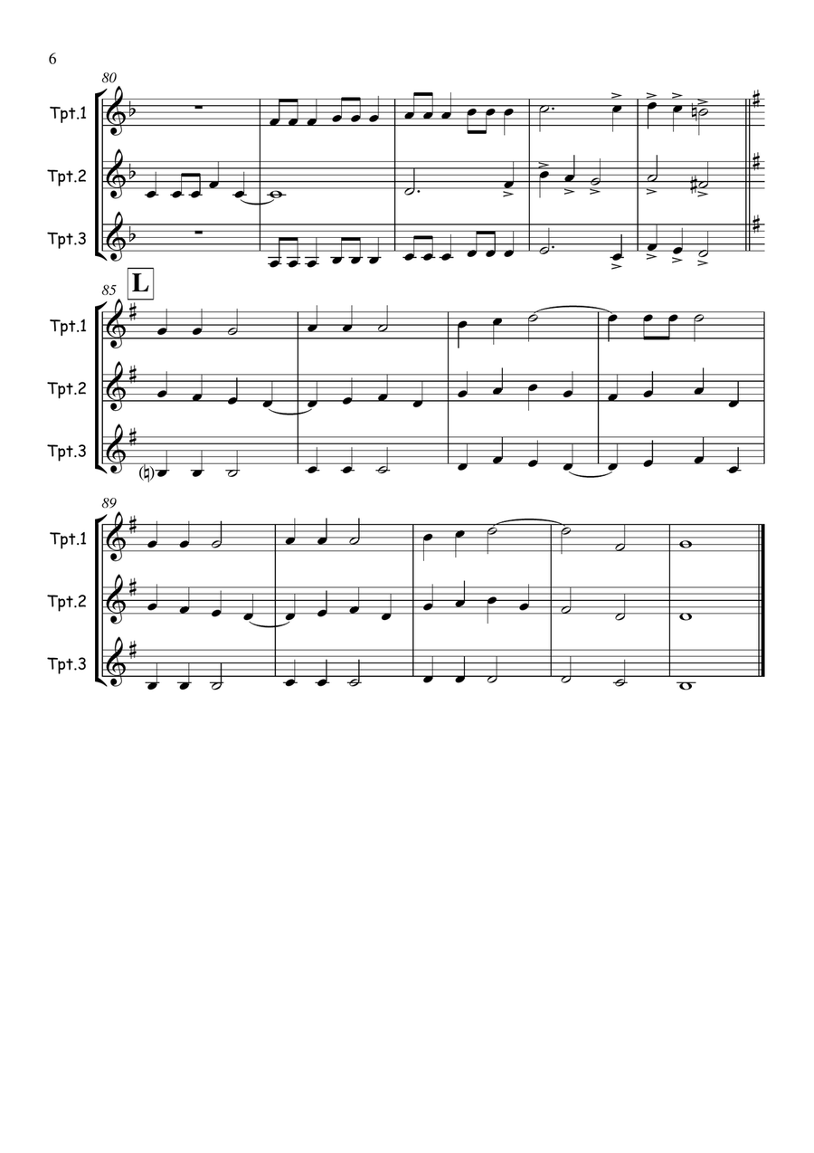 Three French Songs for Easy Trumpet Trio Trumpet Trio scores gallery preview page 6
