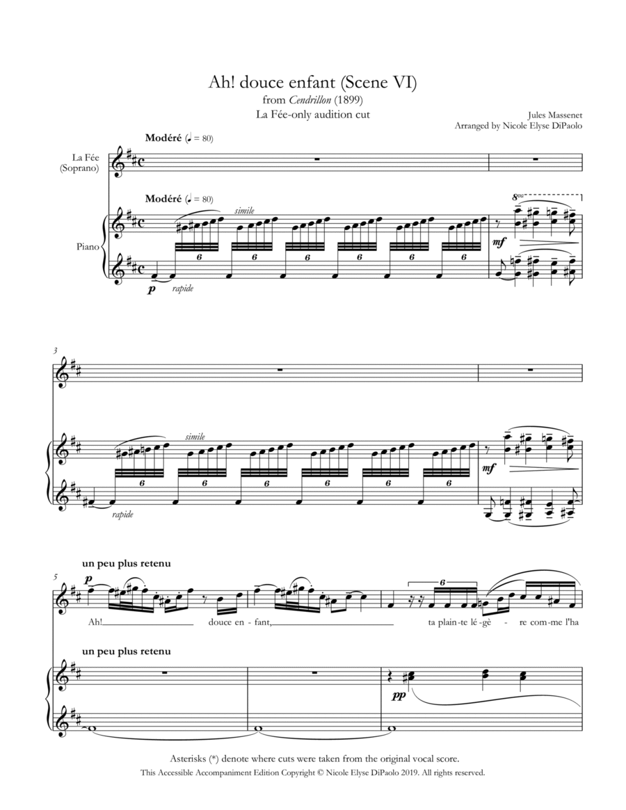 Ah! Douce enfant (La Fée's aria) from Cendrillon - La Fée-Only Audition Cut Soprano Voice scores gallery preview page 1