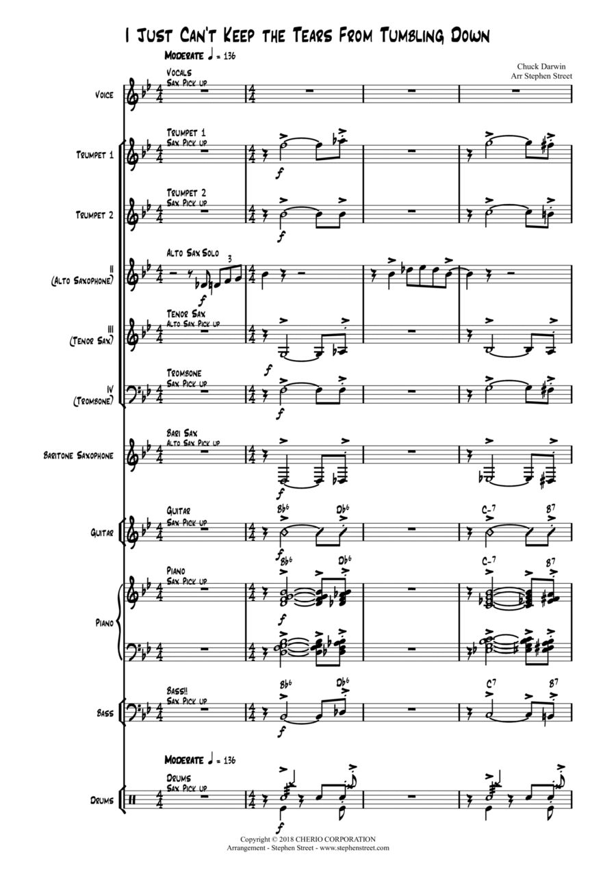 I Just Can't Keep The Tears From Tumblin Down Jazz Ensemble scores gallery preview page 1