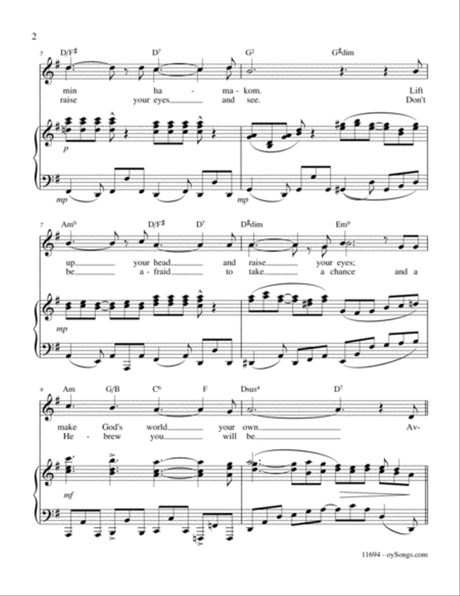 S'I Na Einayich Piano, Vocal, Guitar scores gallery preview page 2